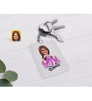 BK Gift Kişiye Özel Kız Çocuk Prenses Karikatürlü Şeffaf Pleksi Anahtarlık-1 (Beyaz)