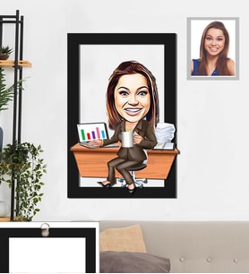 Kişiye Özel Patron Karikatürlü 3D Ahşap Tablo 30x47 Bayan-2