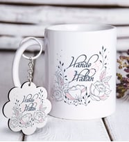 BK Gift Kişiye Özel Sevgililer Günü Beyaz Kupa ve Anahtarlık Hediye Seti-125 (Model 1)