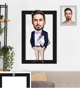 Kişiye Özel İş Adamı Karikatürlü 3D Ahşap Tablo 30x47 Bay-25