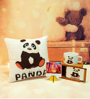 Kişiye Özel Fotoğraflı Panda Yastık Ve Kutulu Kupa Hediye Seti
