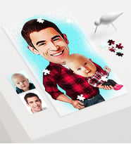 BK Gift Kişiye Özel Baba Oğul Karikatür 240 Parça A3 Puzzle  3