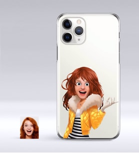 BK Gift Kişiye Özel Kadın Animasyon Karikatürlü iPhone 11 Pro İnce Şeffaf Silikon Telefon Kapağı-7 (Beyaz)