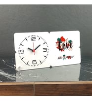 Love Çiçekli Ahşap Masa Saati