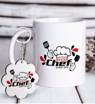BK Gift Kişiye Özel Mesleki Chef Beyaz Kupa ve Anahtarlık Hediye Seti-2 (Model 1)