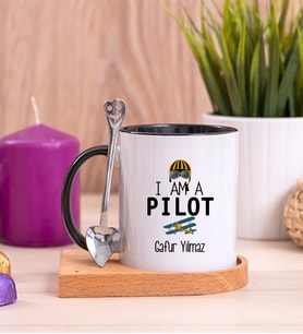 Pilot Ahşap Altlıklı Siyah Kupa Bardak