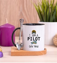 Pilot Ahşap Altlıklı Siyah Kupa Bardak