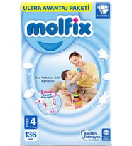 Molfix Bebek Bezi Ultra Avantaj Paketi Maxi 4 No 136 lı