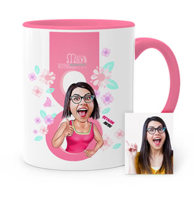 BK Gift Kişiye Özel Kadınlar Günü Temalı Karikatür Pembe Kupa Bardak  5