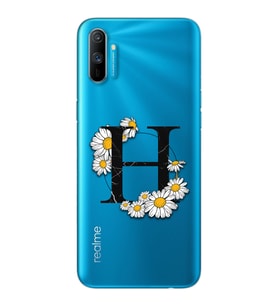 Papatya Harf Tasarım Süper Şeffaf Silikon Telefon Kılıfı Oppo Realmi C3 H-Harfi