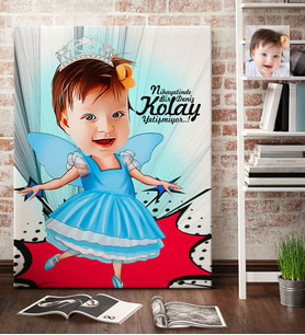 BK Gift Kişiye Özel Kız Çocuk Karikatür Kanvas Tablo 70x100cm 1
