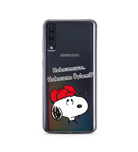 Snoopy Tasarımlı Süper Şeffaf Silikon Telefon Kılıfı Samsung A50