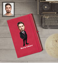 Kişiye Özel Öğretmen Karikatürlü   Kırmızı Defter Bay-5