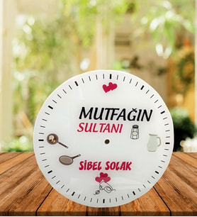 Kişiye Özel Baskılı Mutfağın Sultanı 29 Cm Cam Duvar Saati