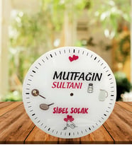 Kişiye Özel Baskılı Mutfağın Sultanı 29 Cm Cam Duvar Saati