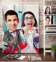 BK Gift Kişiye Özel Gelin Damat Karikatür Kanvas Tablo 70x100cm 6