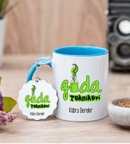 Gıda Teknikeri Mavi Kupa Bardak Ve Anahtarlık Set