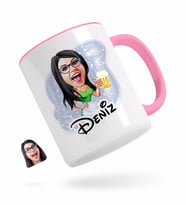 BK Gift Kişiye Özel Kadın Karikatürlü Pembe Kupa Bardak-30