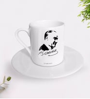 BK Gift Kişiye Özel Atatürk Temalı Türk Kahvesi Fincanı-26 (Beyaz)