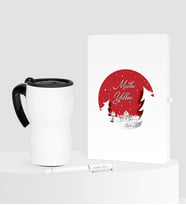 BK Gift Kişiye Özel Yılbaşı Mutlu Yıllar Temalı Beyaz Defter Kalem Termos Mug Seti - 1