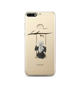 Salıncak Kız Tasarımlı Süper Şeffaf Silikon Telefon Kılıfı Huawei Honor 7C- y7 2