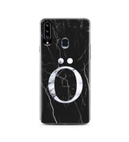 Samsung A20s Siyah Mermer Harf Tasarımlı Telefon Kılıfı Ö-Harfi 