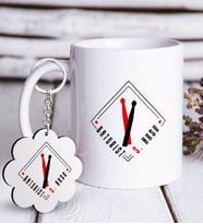 BK Gift Kişiye Özel Mesleki Baterist Beyaz Kupa ve Anahtarlık Hediye Seti (Model 1)