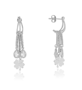 Söğütlü Silver yonca sarkıntılı küpe