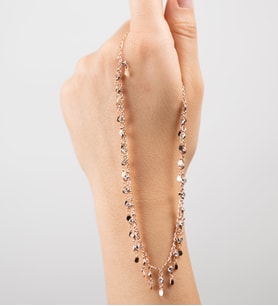 Mode Silver Taşlı rose gold zincir kolye