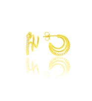 Söğütlü Silver Gümüş altın yaldızlı zirkon taşlı sultan küpe