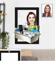 Kişiye Özel İş Kadını Karikatürlü 3D Ahşap Tablo 30x47 Bayan-16