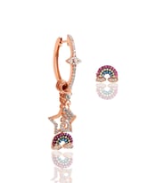 Söğütlü Silver Gümüş rose gök kuşağı modeli şans küpe