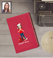 Kişiye Özel Yılbaşı Bayan Karikatürlü Kırmızı Defter Model-7