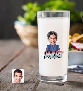BK Gift Kişiye Özel Erkek İsimli Karikatürlü Rakı Bardağı-1 (Beyaz)