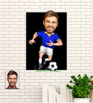 Kişiye Özel Futbolcu Karikatür Ahşap Tablo