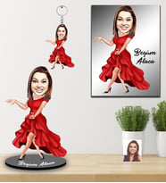 Kişiye Özel Bayan Karikatürlü 3 lü Hediye Seti Model-9