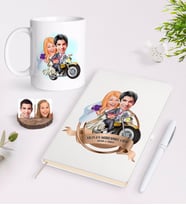 BK Gift Kişiye Özel Yılın En Mükemmel Çifti Karikatürlü Beyaz Defter Kalem ve Kupa Seti-73 (Model 1)