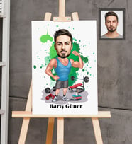 Kişiye Özel Sporcu Karikatürlü  Ahşap Tablo 30x47 Bay-8