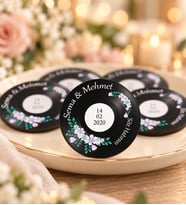 İsme Özel Ahşap Plak Magnet Söz Nişan Hatırası 50 Adet (Siyah)