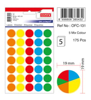 EV-OFİS NOKTA ETİKET 19MM 5 RENK 175 ETİKET