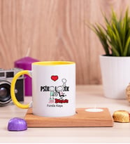 Psikolojik Danışman Ahşap Altlıklı Mumlu Sarı Kupa Bardak