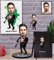 Kişiye Özel Klarnetçi Karikatürlü 5 li Hediye Seti Bay-1