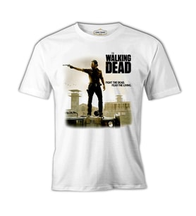 The Walking Dead - Rick Beyaz Erkek Tshirt