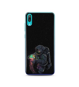 Uzay Kız Tasarım Süper Şeffaf Silikon Telefon Kılıfı Huawei Y7 Prime 2019