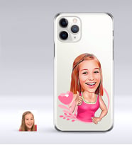 BK Gift Kişiye Özel Bayan Karikatürlü iPhone 11 Pro İnce Şeffaf Silikon Telefon Kapağı-49 (Beyaz)