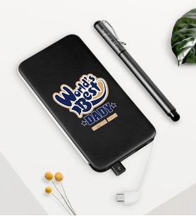BK Gift Kişiye Özel Dünyanın En İyi Babası Siyah 5000 mAh Powerbank ve Kalem Seti-3 (Model 1)