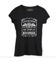 Burç - Born in November Crown Siyah Kadın Tshirt