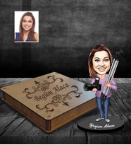 Kişiye Özel Fotoğrafçı Karikatürlü Ahşap Biblo Kutulu Bayan-3