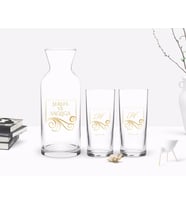 BK Gift Kişiye Özel Renkli Baskılı Baş Harf İsim Tasarımlı İkili Rakı Bardağı ve Karaf Hediye Seti-2 (Model 1)