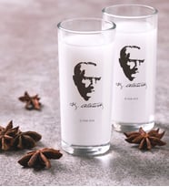 BK Gift Kişiye Özel Renkli Baskılı Atatürk Temalı İkili Rakı Bardağı Seti-23 (Beyaz)